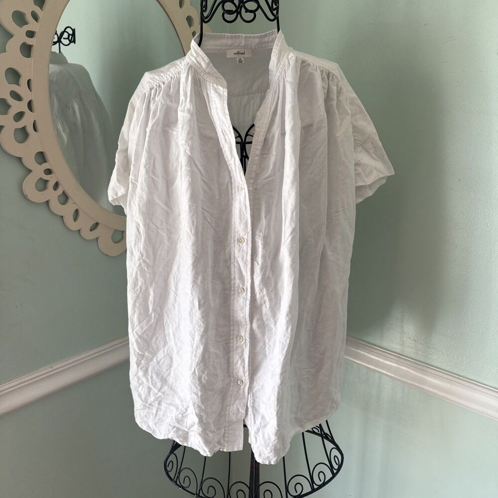 Wilfred Womens XXS‎ White Bertillon Blouse Oversized Rolled Cuff